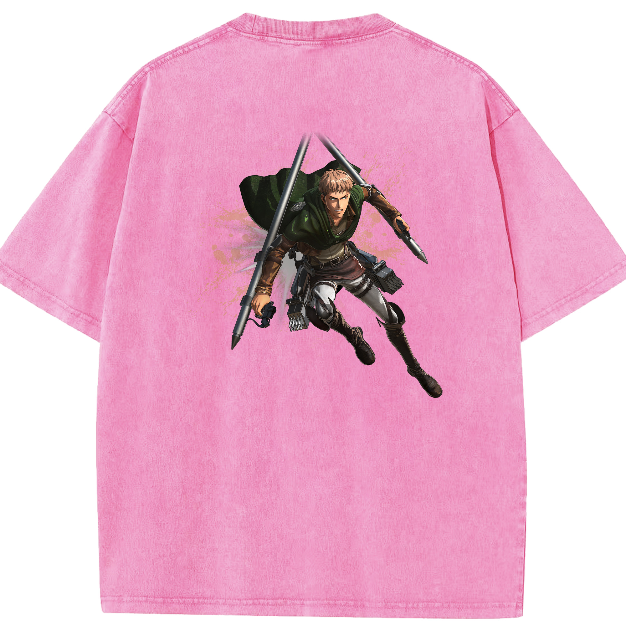 （画像用） 進撃の巨人 ジャン・キルシュタイン Attack on Titan Jean Kirstein 綿100% ヴィンテージ風 半袖Tシャツ（背面プリント）